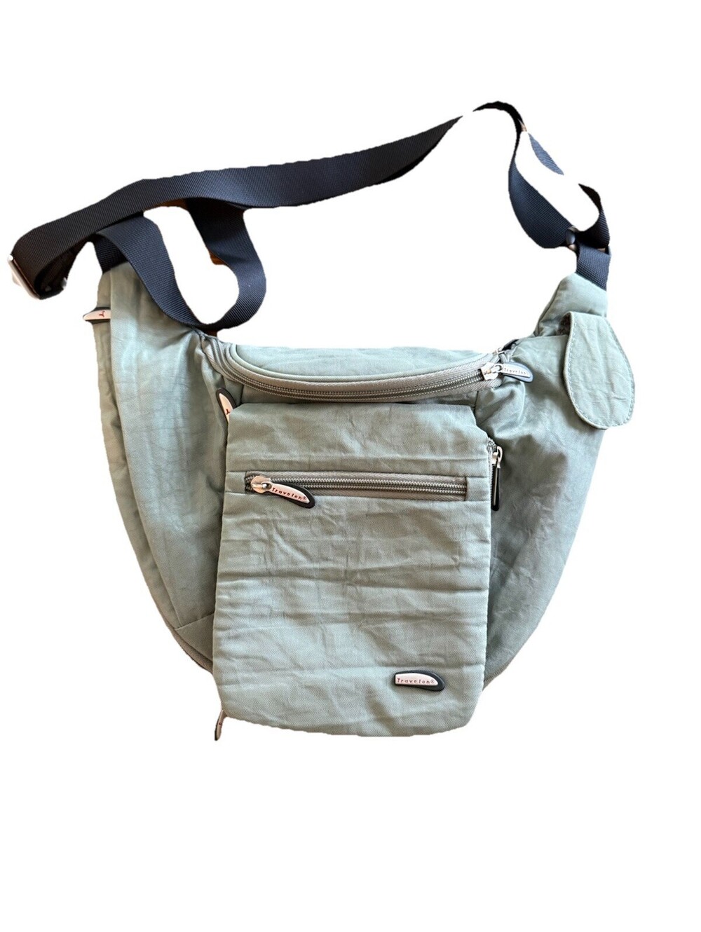 Travelon Sage Green Crossbody Long Multi Pocket Organizer
